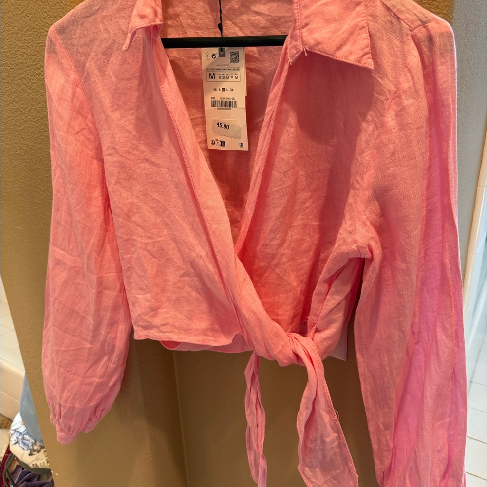 Zara Light Pink Wrap Blouse